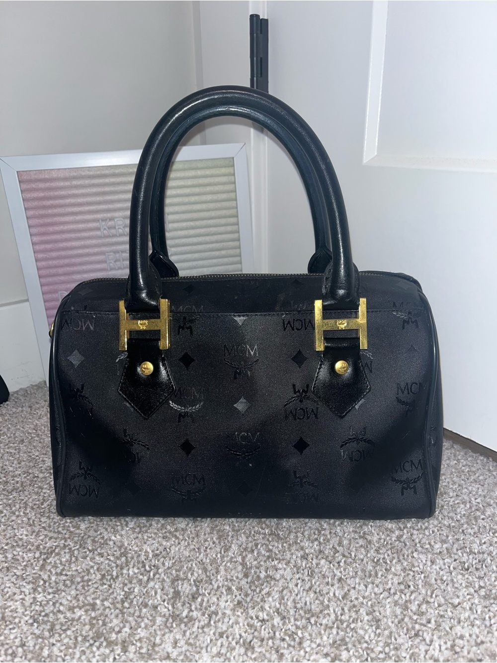 MCM Black Visetos Boston Bag - Picture 12 of 12